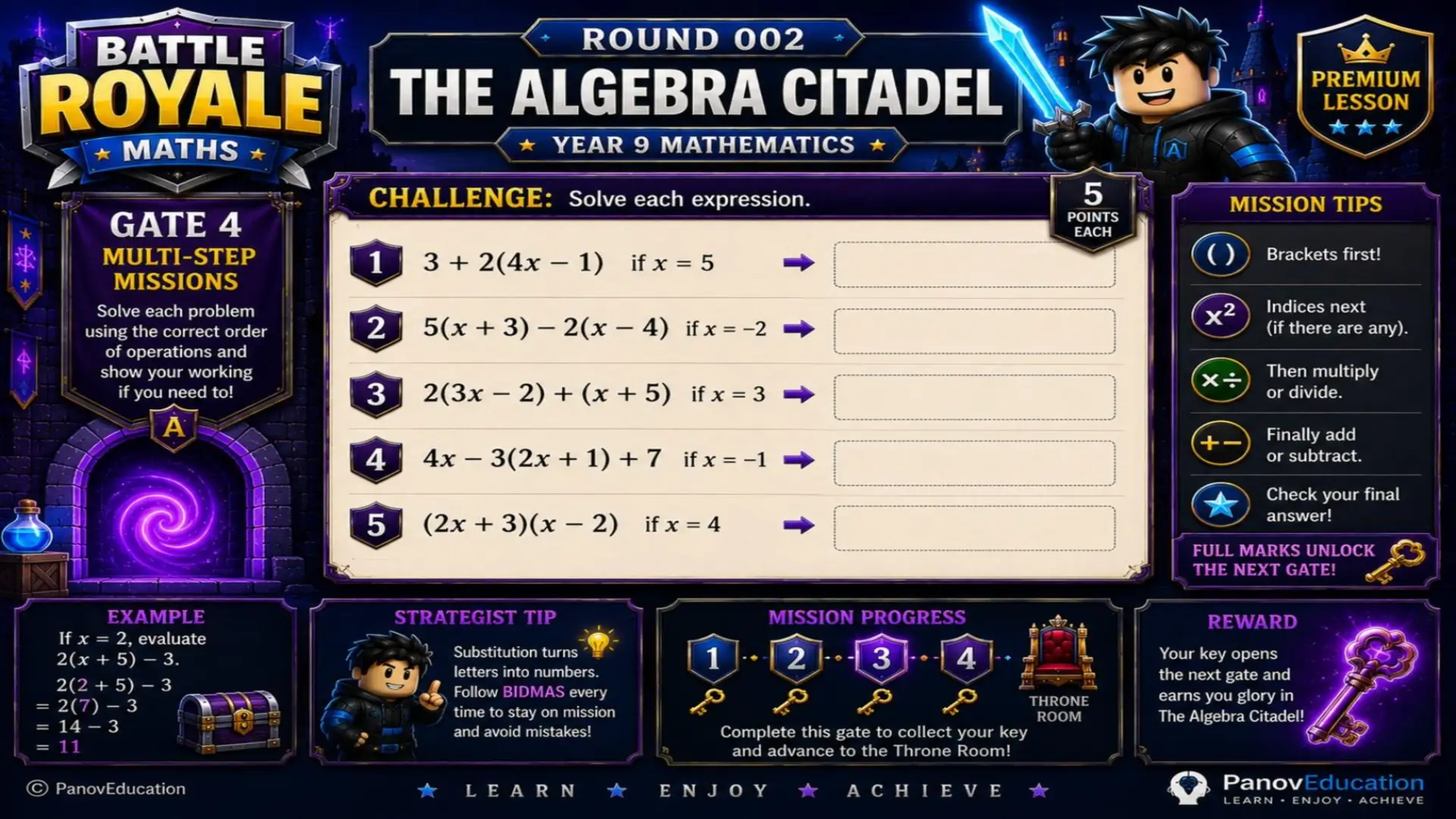 Battle Royale Maths - Round 002: Algebra Citadel 9