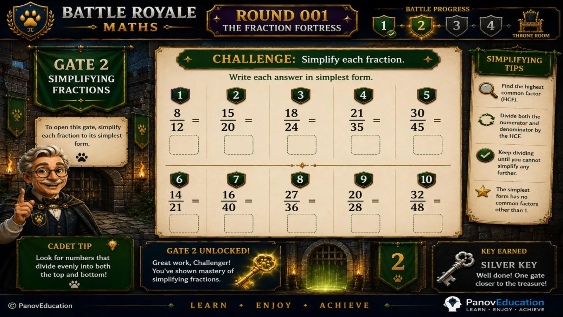 Battle Royale Maths - Round 001: The Fraction Fortress