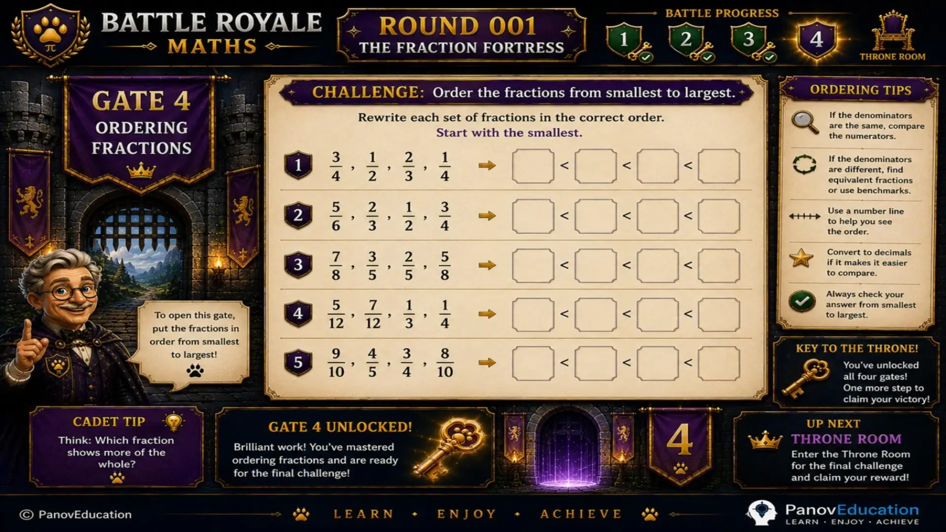 Battle Royale Maths - Round 001: The Fraction Fortress