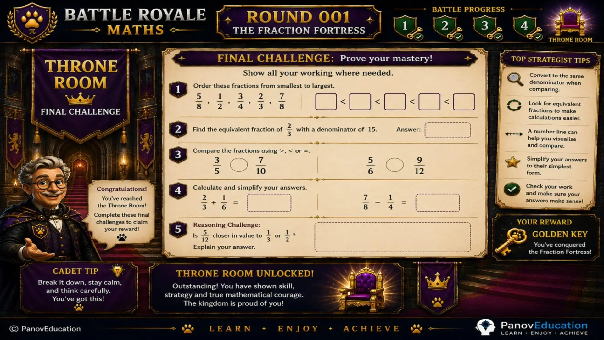 Battle Royale Maths - Round 001: The Fraction Fortress