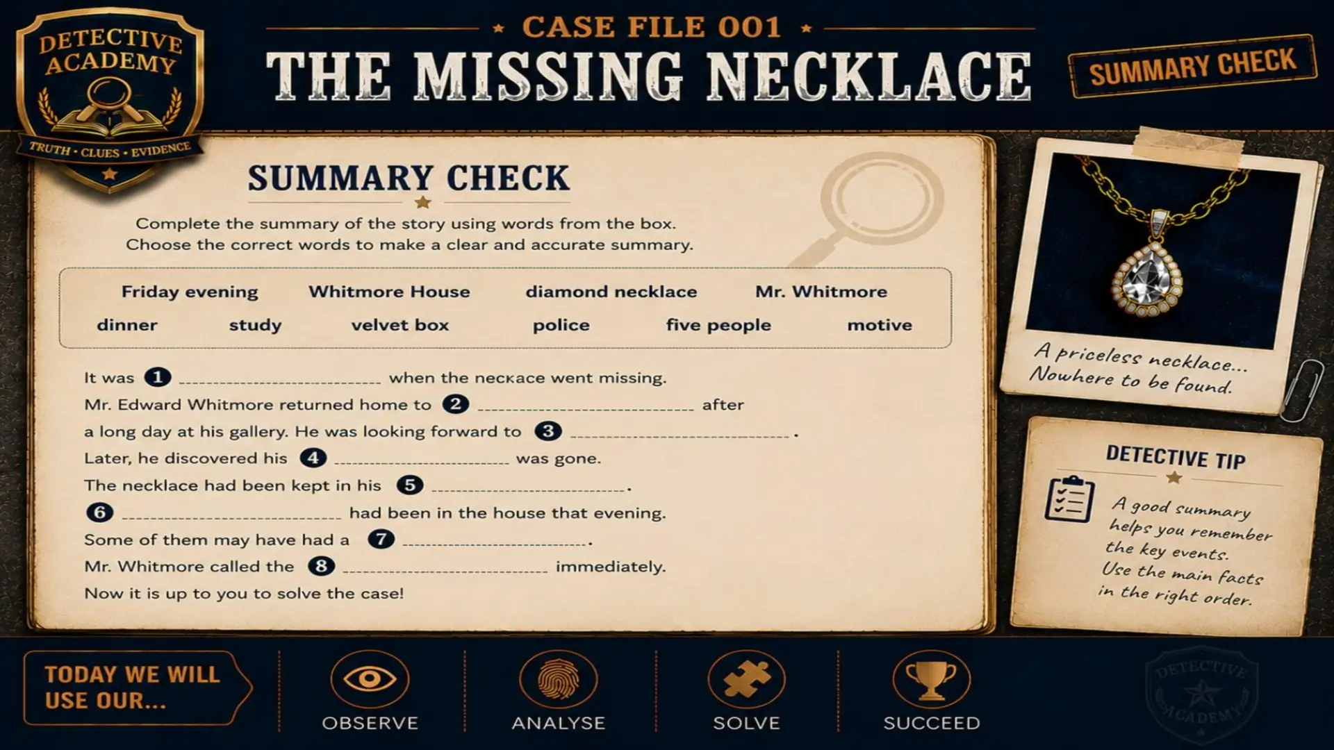 Detective Academy - Case File 001: The Missing Necklace