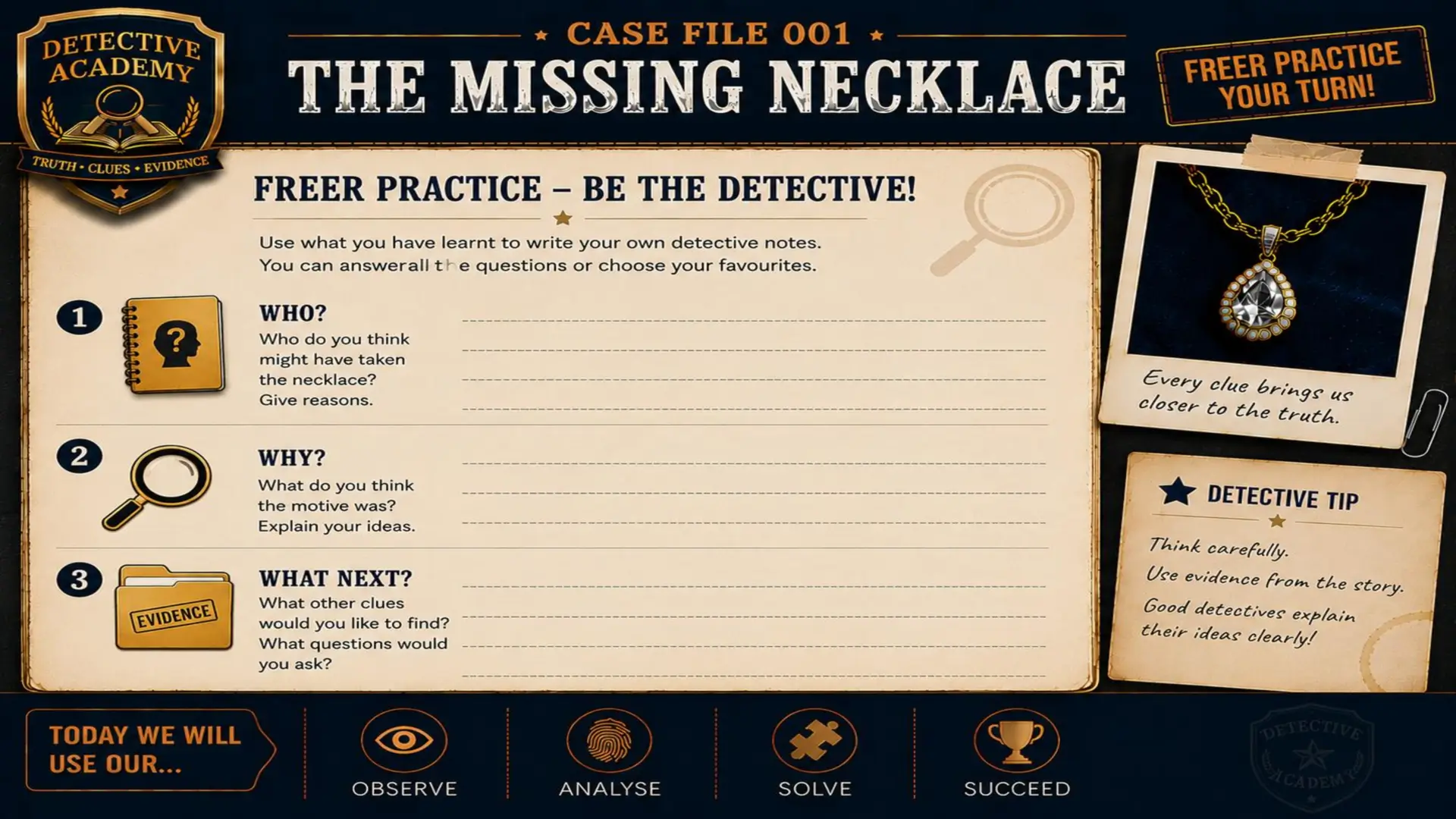Detective Academy - Case File 001: The Missing Necklace