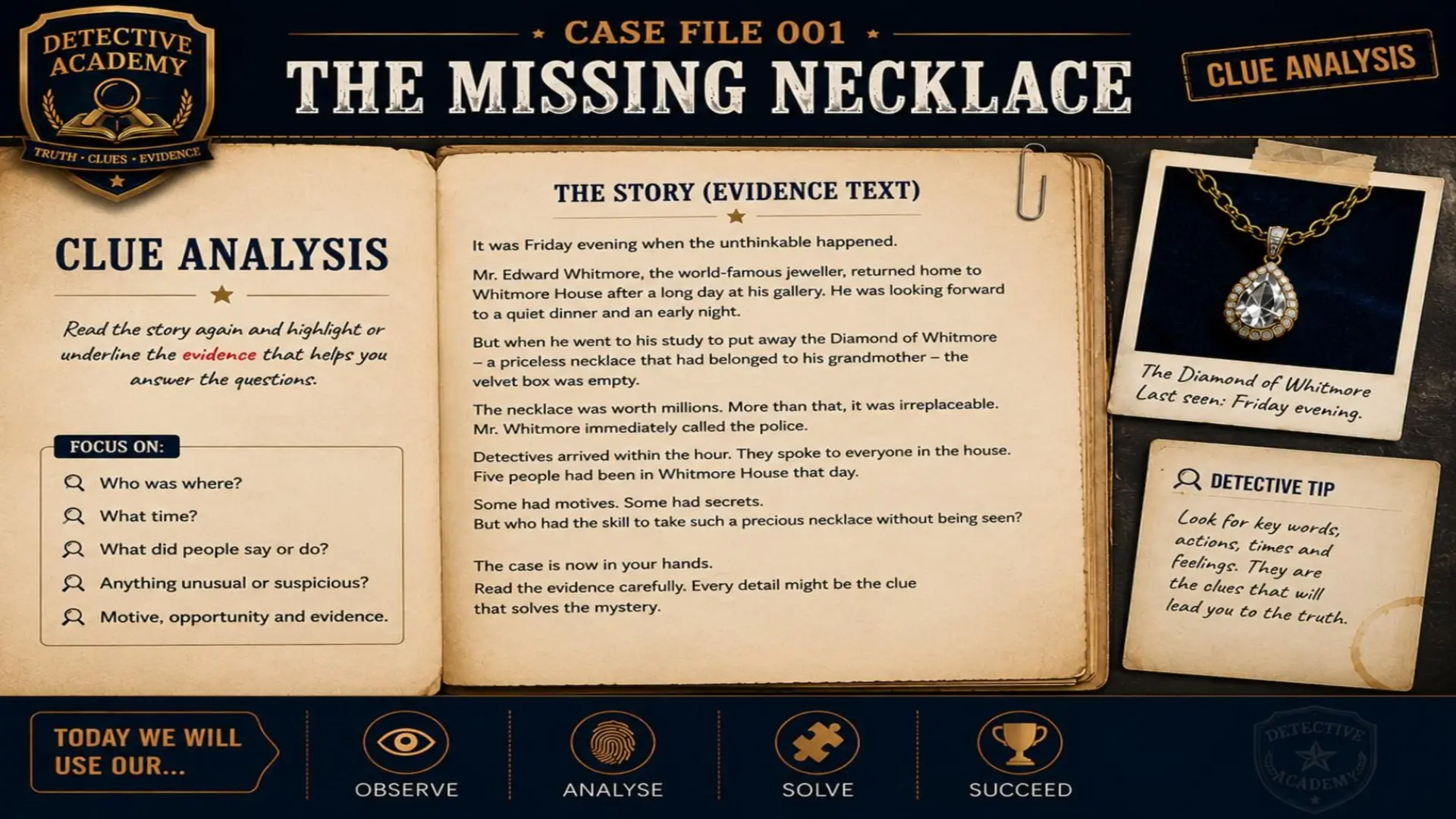 Detective Academy - Case File 001: The Missing Necklace