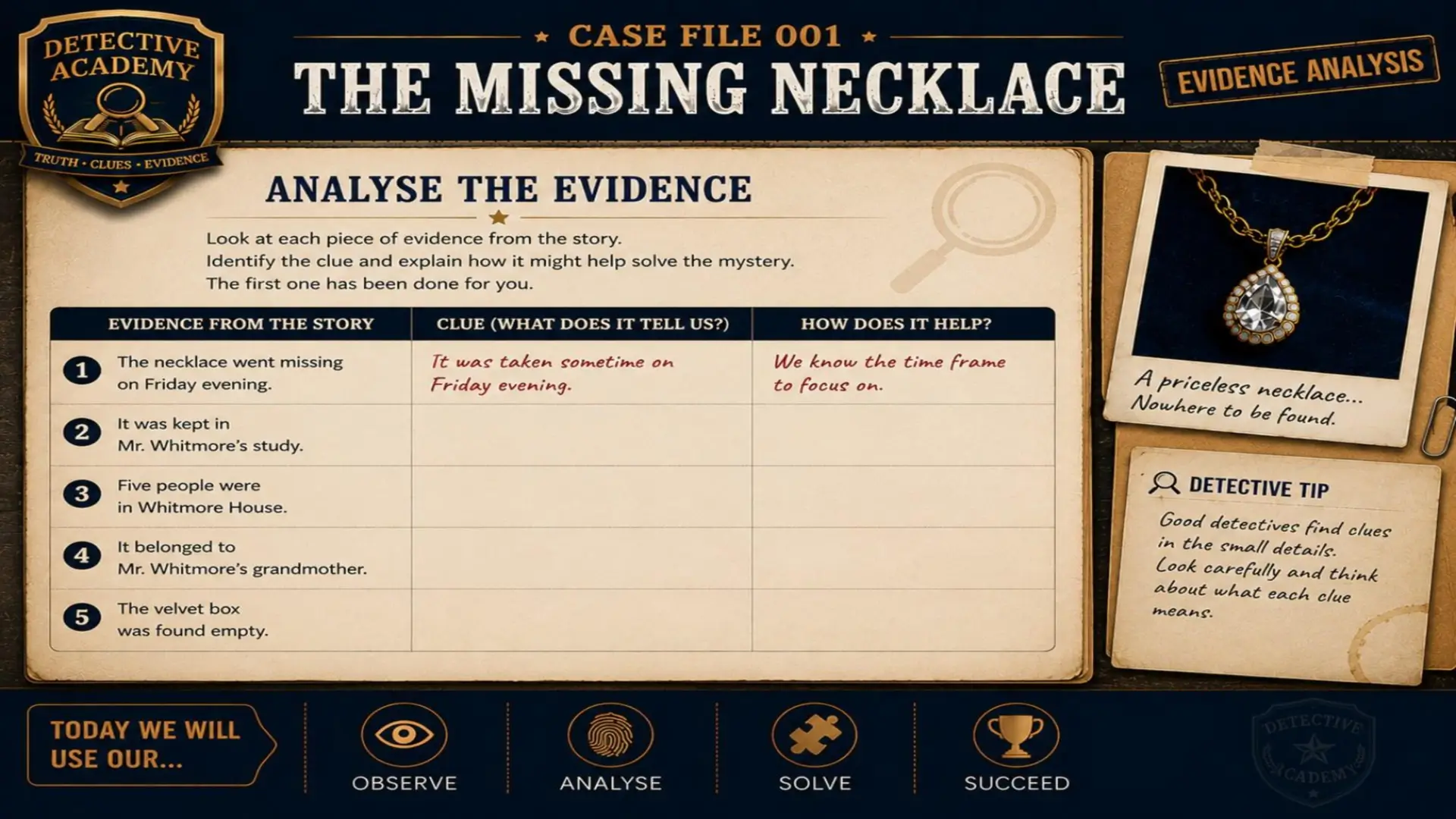 Detective Academy - Case File 001: The Missing Necklace