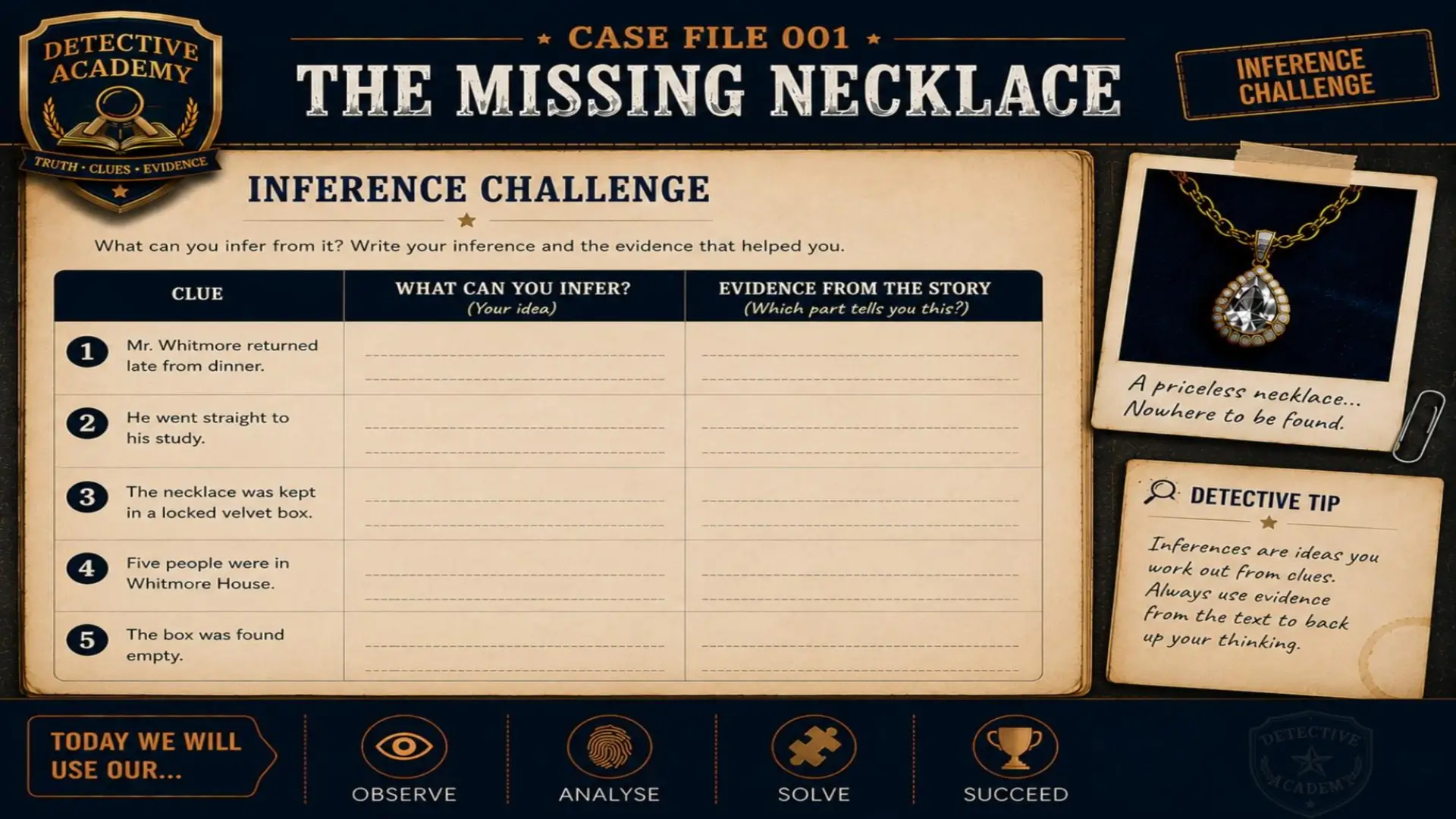 Detective Academy - Case File 001: The Missing Necklace